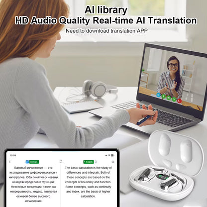 AI Translator Earbuds Real-Time Translators Headphones 144 Languages Voice Translator Wireless Bluetooth Earphones for Travel
